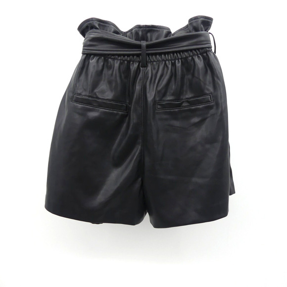 BLANKNYC Womens Faux Leather Shorts Size 27 Black Paperbag Waist Pockets Belt * - Picture 3 of 8